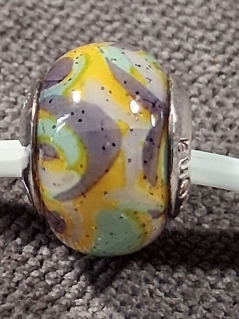 Persona 925 Sterling Silver Murano Glass Abstract Swirling Pattern Bead Charm VG